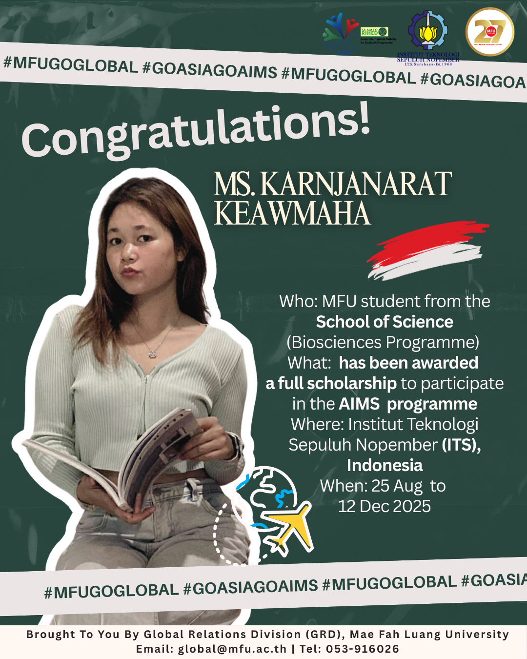 Congratulations to MFU Students on AIMS Scholarship