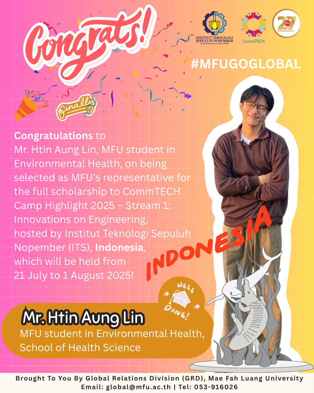 MFU Student Selected for Full Scholarship to CommTECH Camp Highlight 2025 in Indonesia