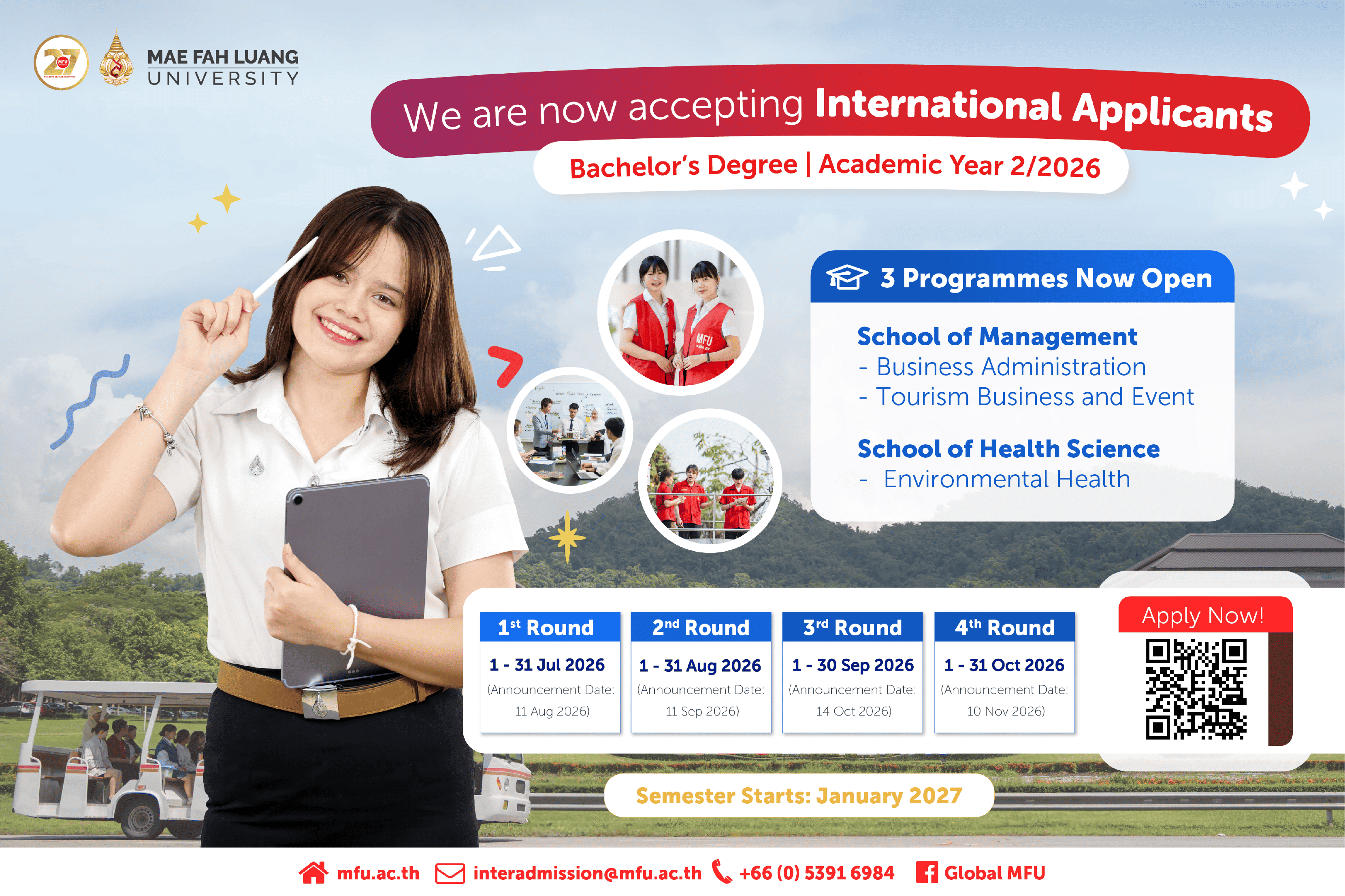 MFU 2/2026 Admission for International Students (Bachelor's Degree)